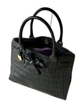 Vtg Dooney Bourke Handbag Bag Crocodile Embossed Black Purse EUC